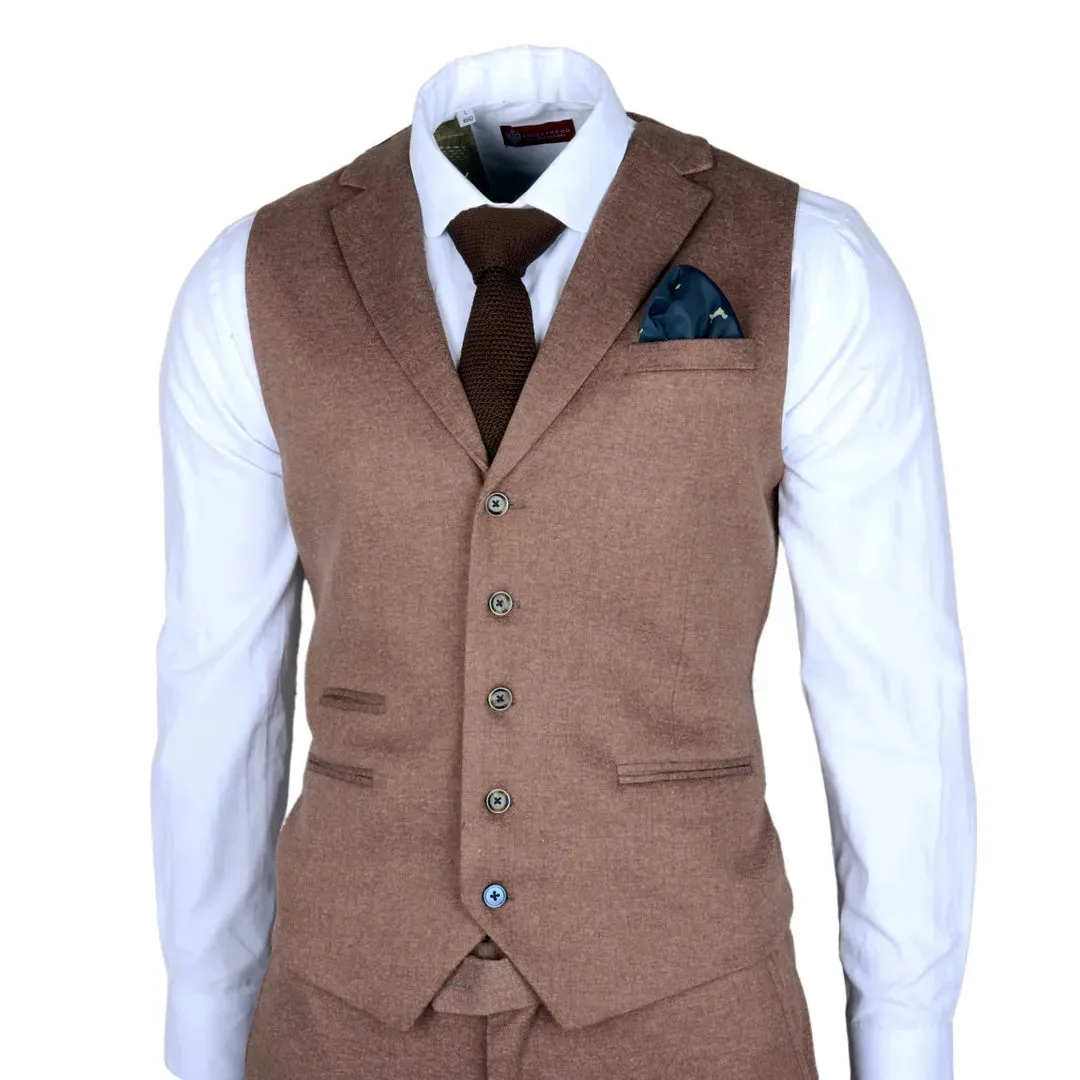 Nathan - Traje de corte entallado marrón de 3 piezas para hombre