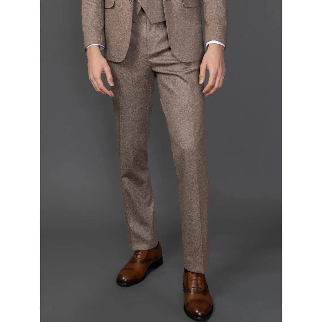 Nathan - Traje de corte entallado marrón de 3 piezas para hombre