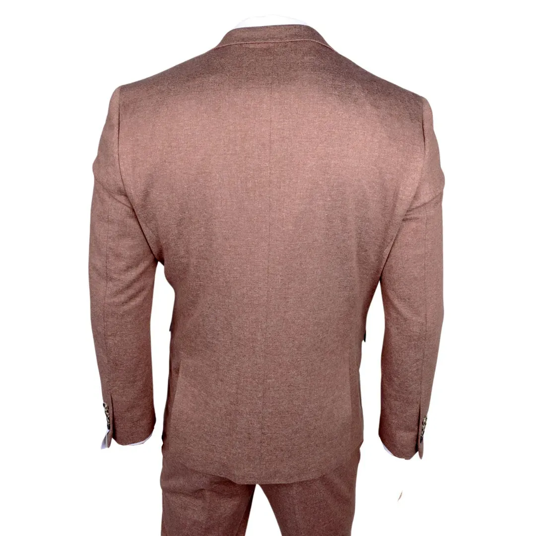 Nathan - Traje de corte entallado marrón de 3 piezas para hombre